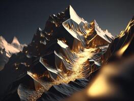 Fantasy golden mountains background created with technology photo