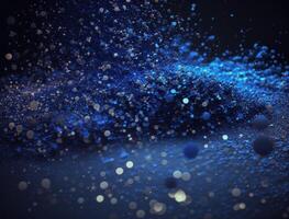 oscuro azul y resplandor partícula resumen antecedentes borroso bokeh antecedentes con destellos, partículas y Brillantina creado con generativo ai tecnología foto