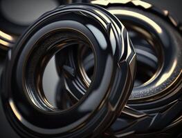 Concentric obsidian rings shapes Abstract geometric background created with technology photo
