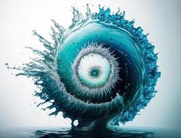 Radial spiral water splash background created with technology photo