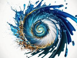 Radial spiral water splash background created with technology photo