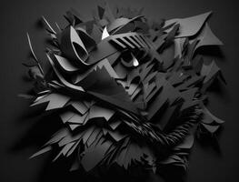 Abstract dark black various paper shapes background created with technology photo