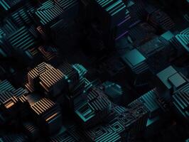 Dark abstract geometric grid pattern Seamless background created with technology photo