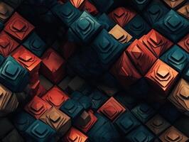 Dark abstract geometric grid pattern Seamless background created with technology photo