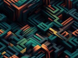 Dark abstract geometric grid pattern Seamless background created with technology photo