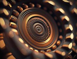 Concentric golden rings shapes Abstract geometric background created with technology photo