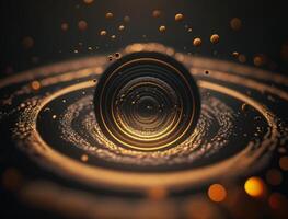 Concentric golden rings shapes Abstract geometric background created with Generative AI technology photo