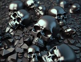 Obsidian skulls created with technology photo