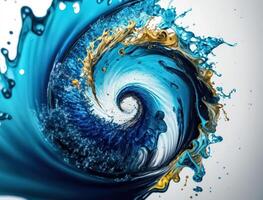 Radial spiral water splash background created with technology photo