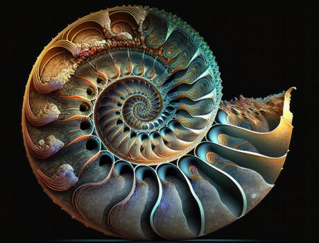 Ammonite fossil background created with technology photo