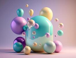 Colorful balls Dynamic liquid shapes background created with technology photo