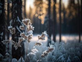 Winter fantasy forest landscape created with technology photo