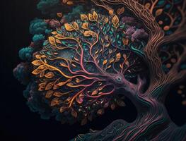 Yggdrasil world tree concept created with technology photo