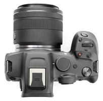 Modern Photo camera isolated on white background. Top view