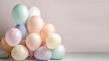 Pastel tone colors of balloon on white  background with copy space. photo