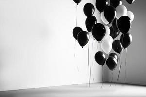 Black and white balloon on white background with copy space. photo