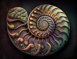 Ammonite fossil background created with technology photo