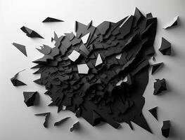 Abstract dark black various paper shapes background created with technology photo