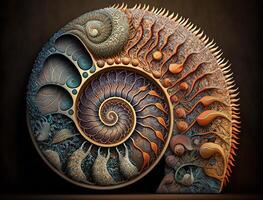 Ammonite fossil background created with technology photo