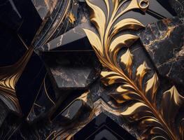 Marble stone texture background material with elements of semi-precious stones and gold created with technology photo
