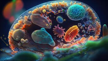 Bacteria and virus cells World under the microscope created with technology photo