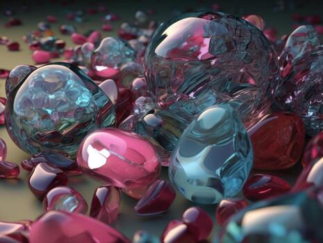 Vibrant pink abstract composition of colorful circular shapes arranged in a grid pattern was created with technology photo