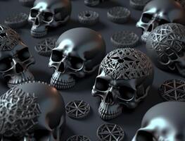 Obsidian skulls created with technology photo