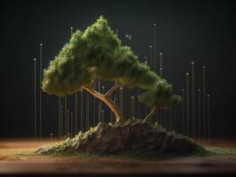 Green tree Nature ecology and growth concept with copy space created with technology photo