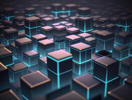 3D Futuristic cubes background Abstract geometric mosaic Square tiles pattern created with technology photo