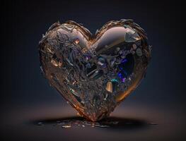 Realistic translucent heart shaped crystal zircon, natural gemstone technology photo