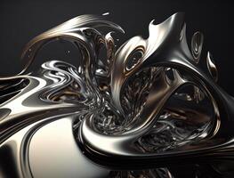 A metallic abstract wavy liquid background technology photo