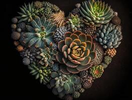 Green heart made by various succulents Environmental protection concept created with technology photo