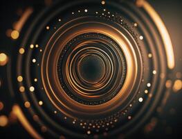 Concentric golden rings shapes Abstract geometric background created with technology photo