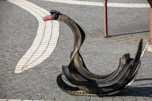 interesting decoration made of old worn tire photo