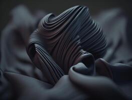 Lines and folds of fabric in dark metallic tones created with technology photo