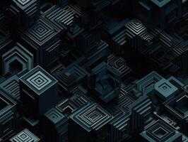 Dark abstract geometric grid pattern Seamless background created with technology photo