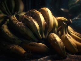 Beautiful organic background of freshly picked bananas created with technology photo