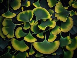 Ginkgo biloba green leaves background created with technology photo