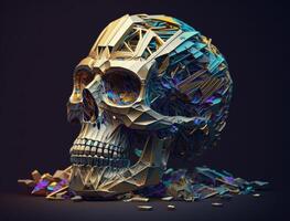 Bismuth skull created with technology photo