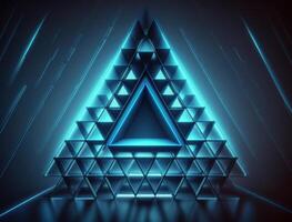 Futuristic triangles background Abstract geometric pattern created with technology photo