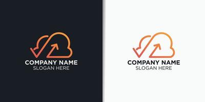 cloud and technology logo design vector