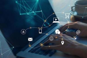 Digital Marketing, link building and online branding background photo