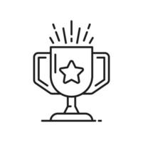 Champion trophy cup with bonus star outline icon vector