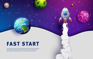 Space landing page, business fast start web page vector