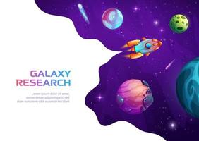 Space landing page. Rocket spaceship in galaxy vector