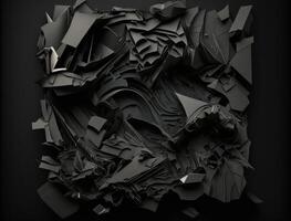 Abstract dark black various paper shapes background created with technology photo