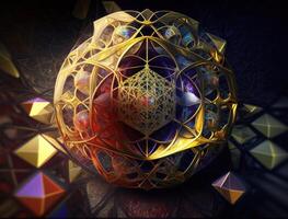 Fractal mandala Sacred geometry background created with technology photo