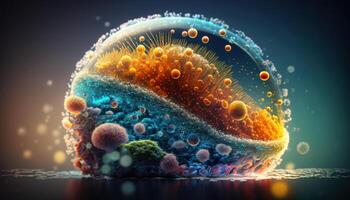 Bacteria and virus cells World under the microscope created with technology photo