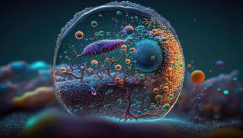 Bacteria and virus cells World under the microscope created with technology photo