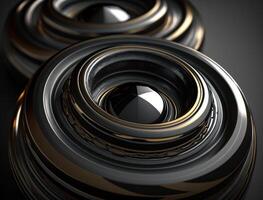 Concentric obsidian rings shapes Abstract geometric background created with technology photo